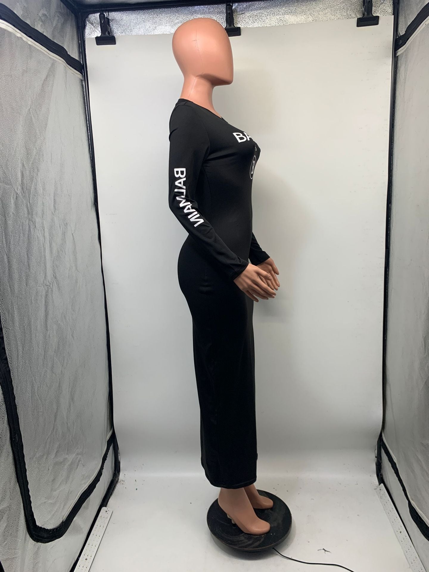 Fashion Letter Printed Long-Sleeved Slim Bodycon Dress 7