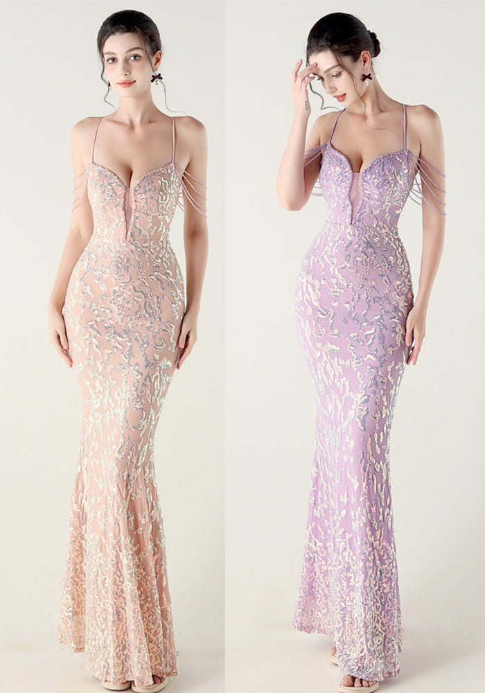 Women crystal diamond sequin embroidery Formal Party evening dress
