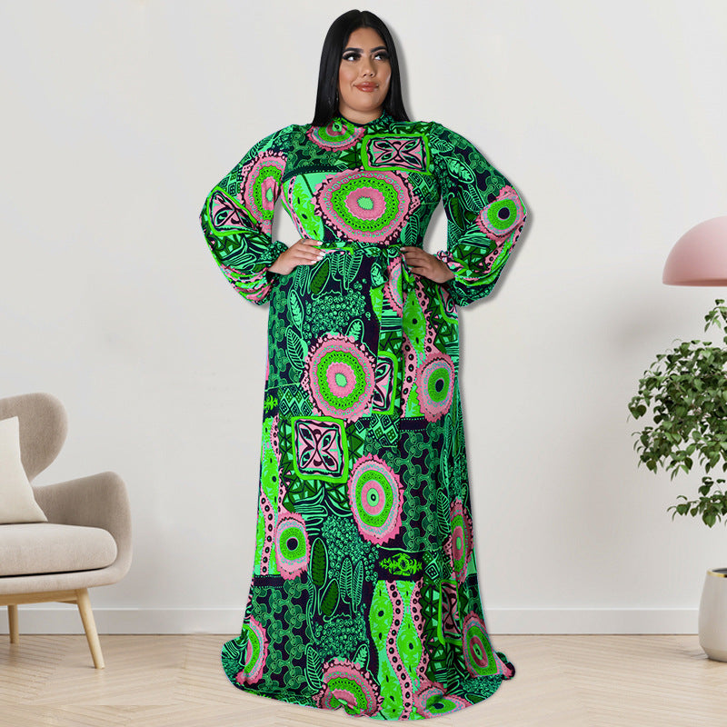 Plus Size Autumn Women's Clothing Back Zipper Long Maxi Dress 9