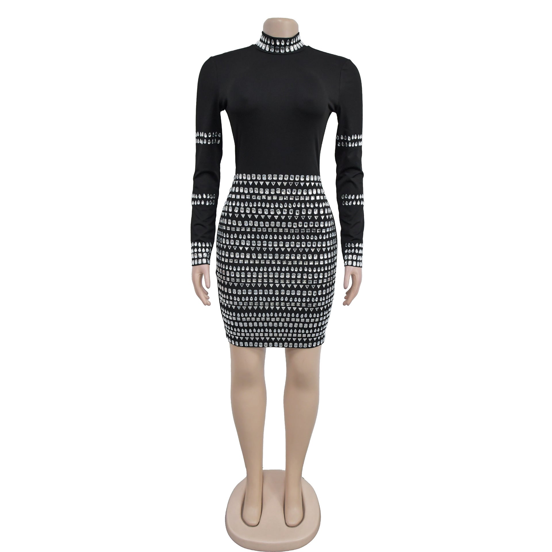 Fashionable Women's Beaded Casual Slim Party Dress 15