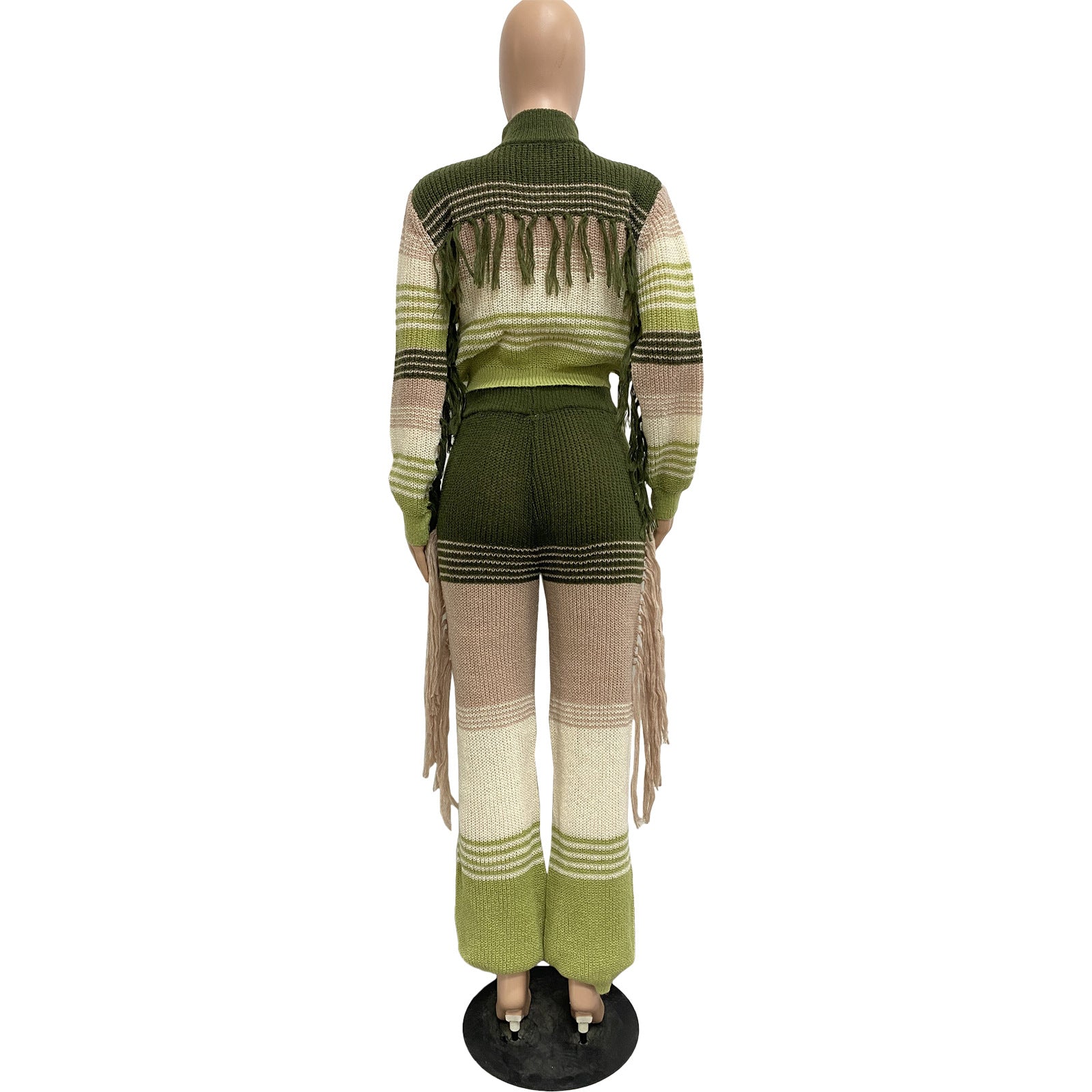 Women Casual Knitting Pocket Crochet Top and Pant Two-piece Set 18