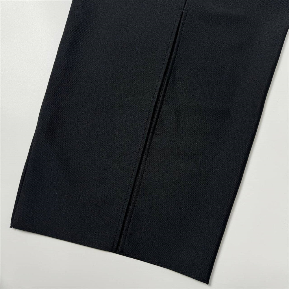 Fashionable Diamond Bandage Skirt Suit Long Sleeve Half High Collar Short Top Long Skirt Women Two-Piece Set 13