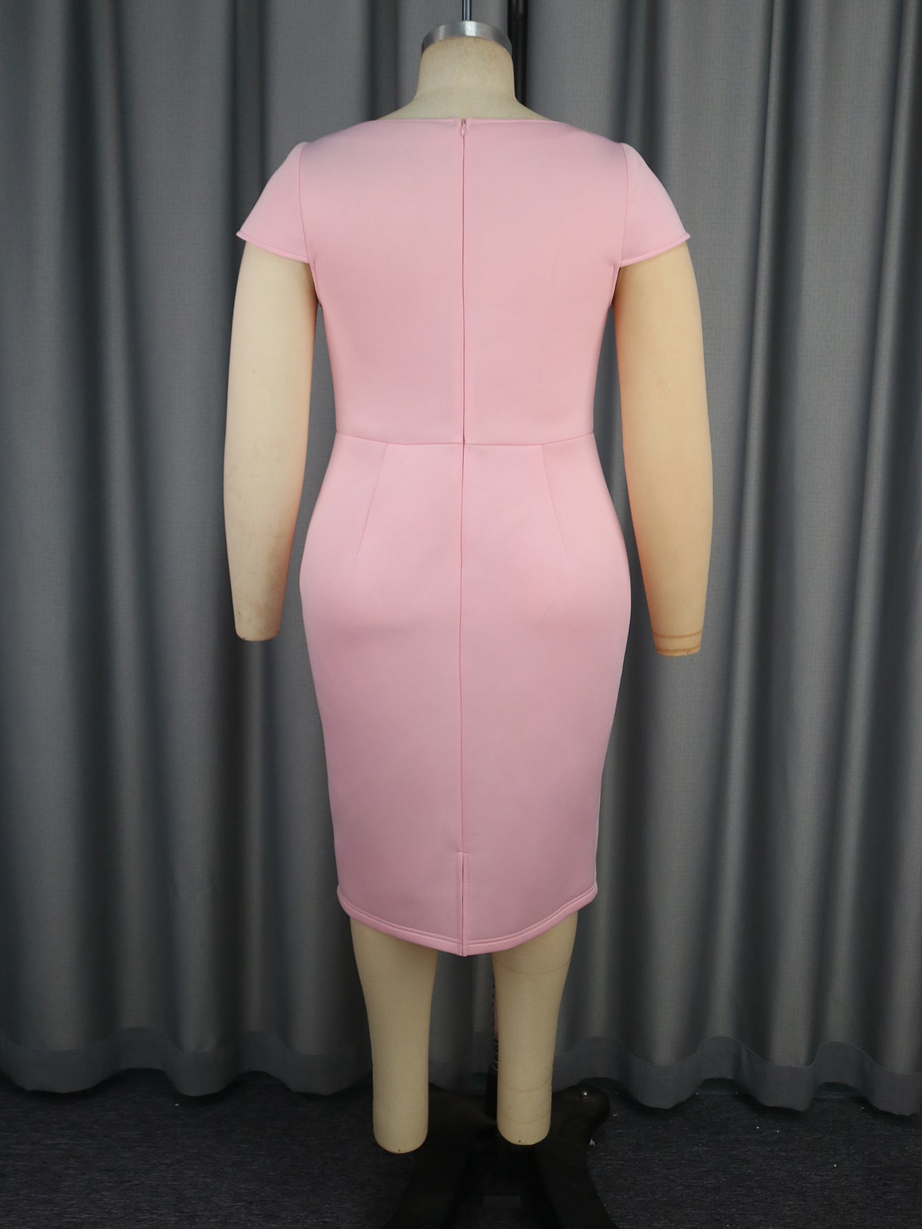 Women Summer Round Neck Short Sleeve Formal Party Patchwork Bodycon Dress 6