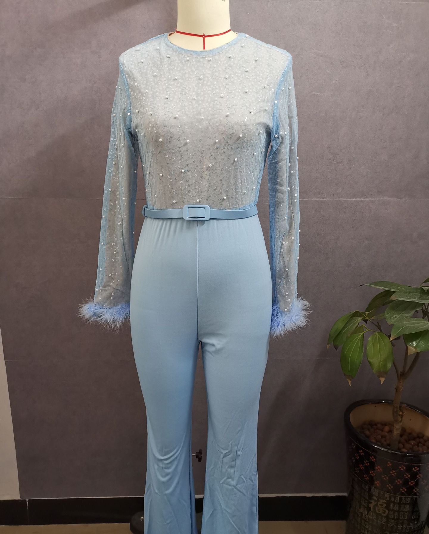 Women Feather Patchwork Jumpsuit 18