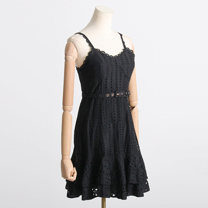 Summer Style Embroidery Sexy Strap Ruffle Slim Waist Women Short Dress 24