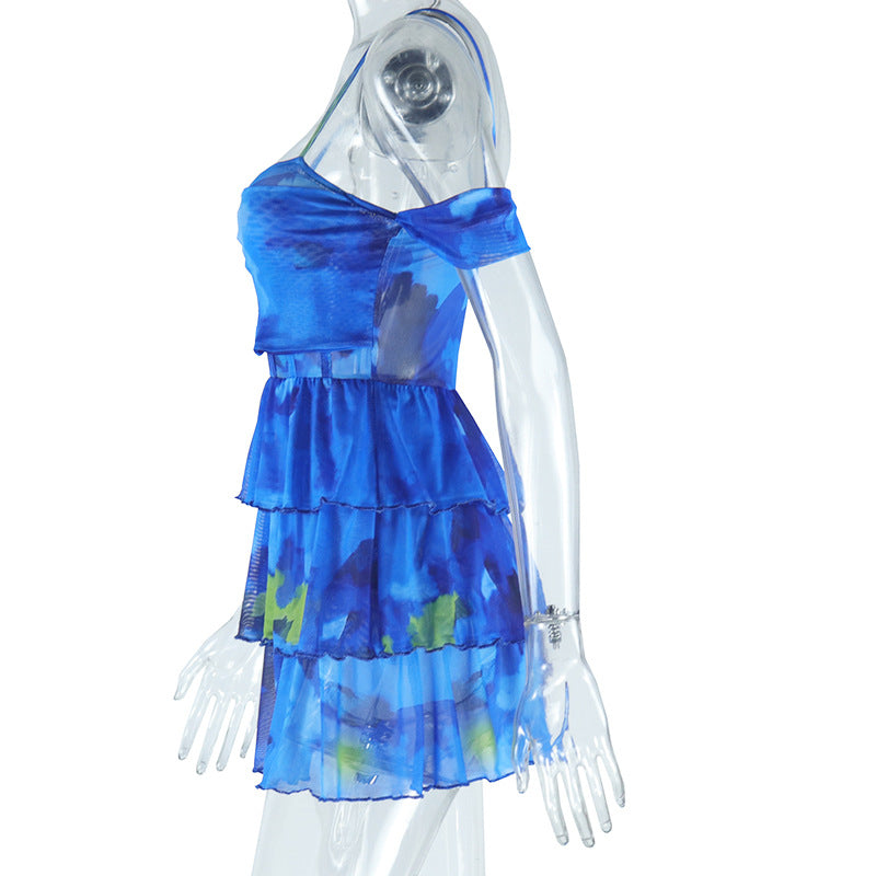 Women printed Chic sexy suspenders Backless dress 10