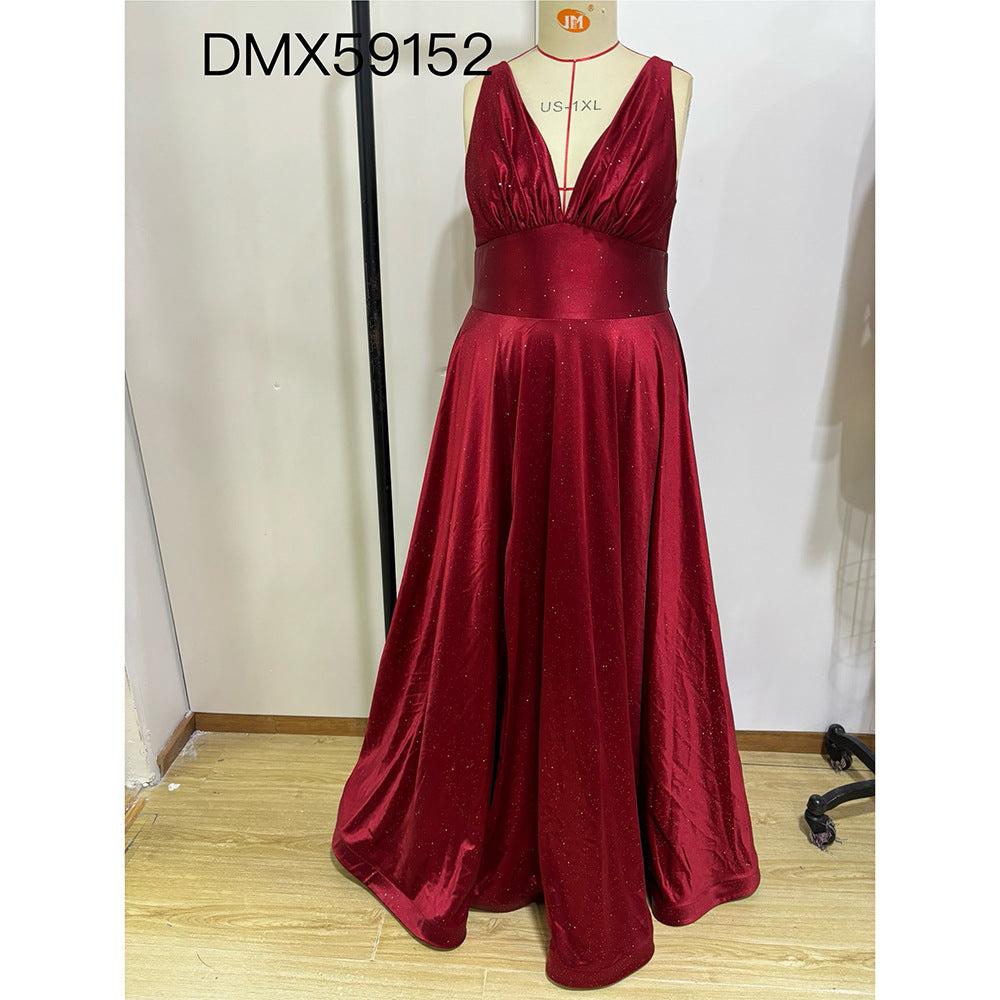 Spring Summer Fashion Elegant Plus Size Strap Slim Formal Party Long Dress 10