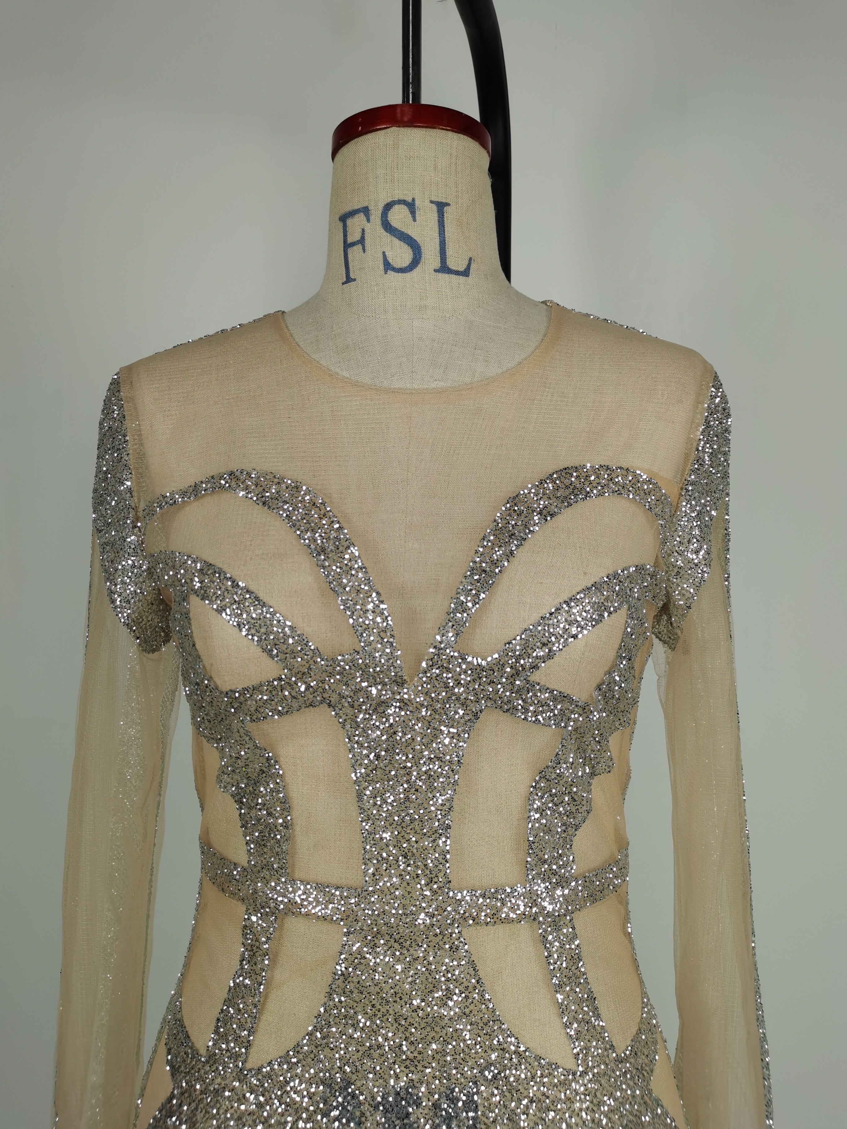 Women Sexy Shiny Beaded Formal Party Bodycon Mermaid Evening Dress 8