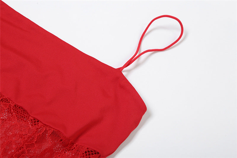 Summer Fashion Sexy See-Through Lace Slim Strap Low Back Jumpsuit For Women 11