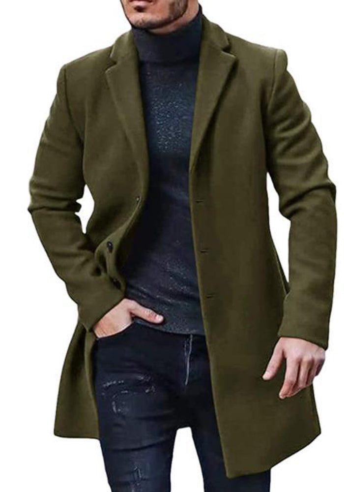 men's woolen coat trench coat