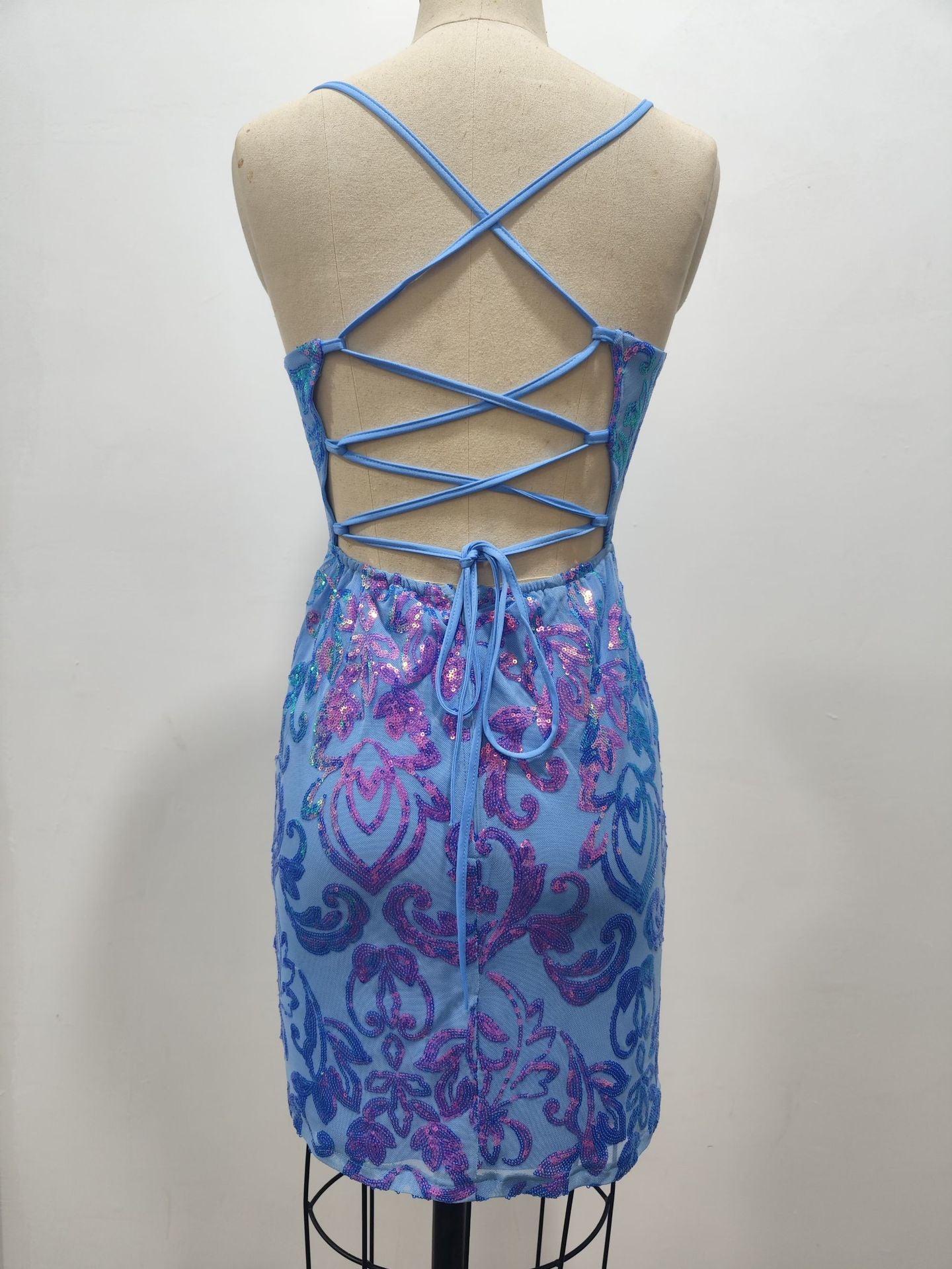 Women Summer Sequin Camisole Beads Sexy Bodycon Dress 8