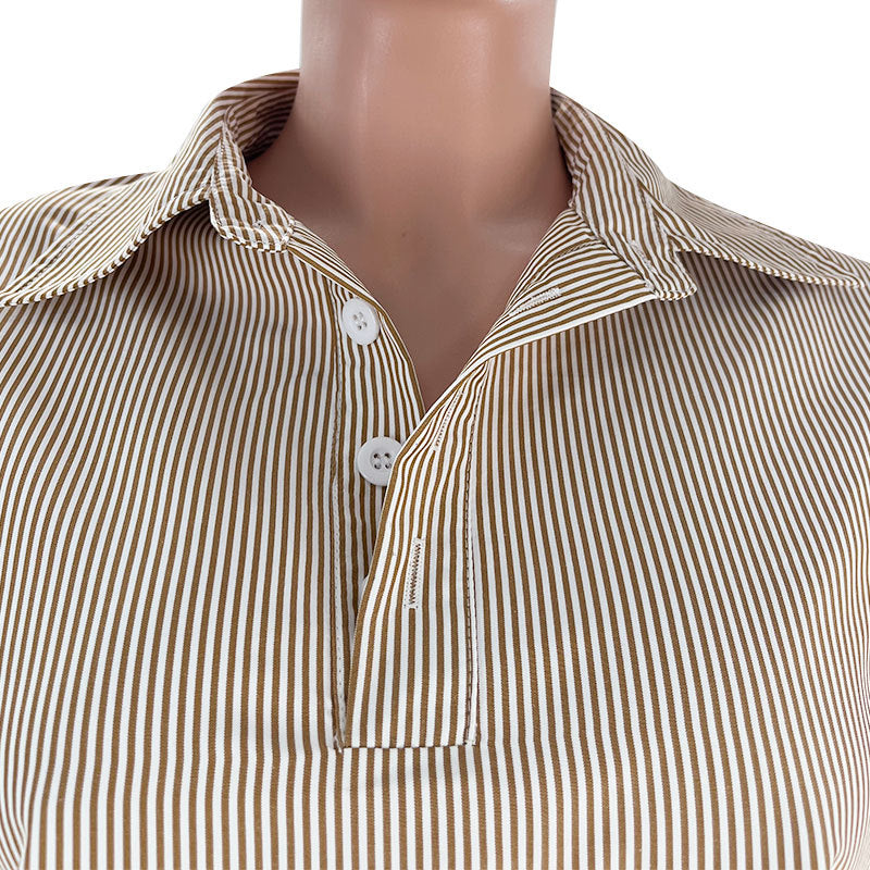 Women's Fashion Casual Summer Striped Shirt Top Loose Straight Pants Two Piece Set 13