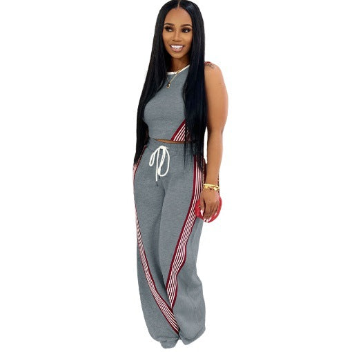 Fashion Casual Vest Wide-leg Pants Women's Two-piece Set 3