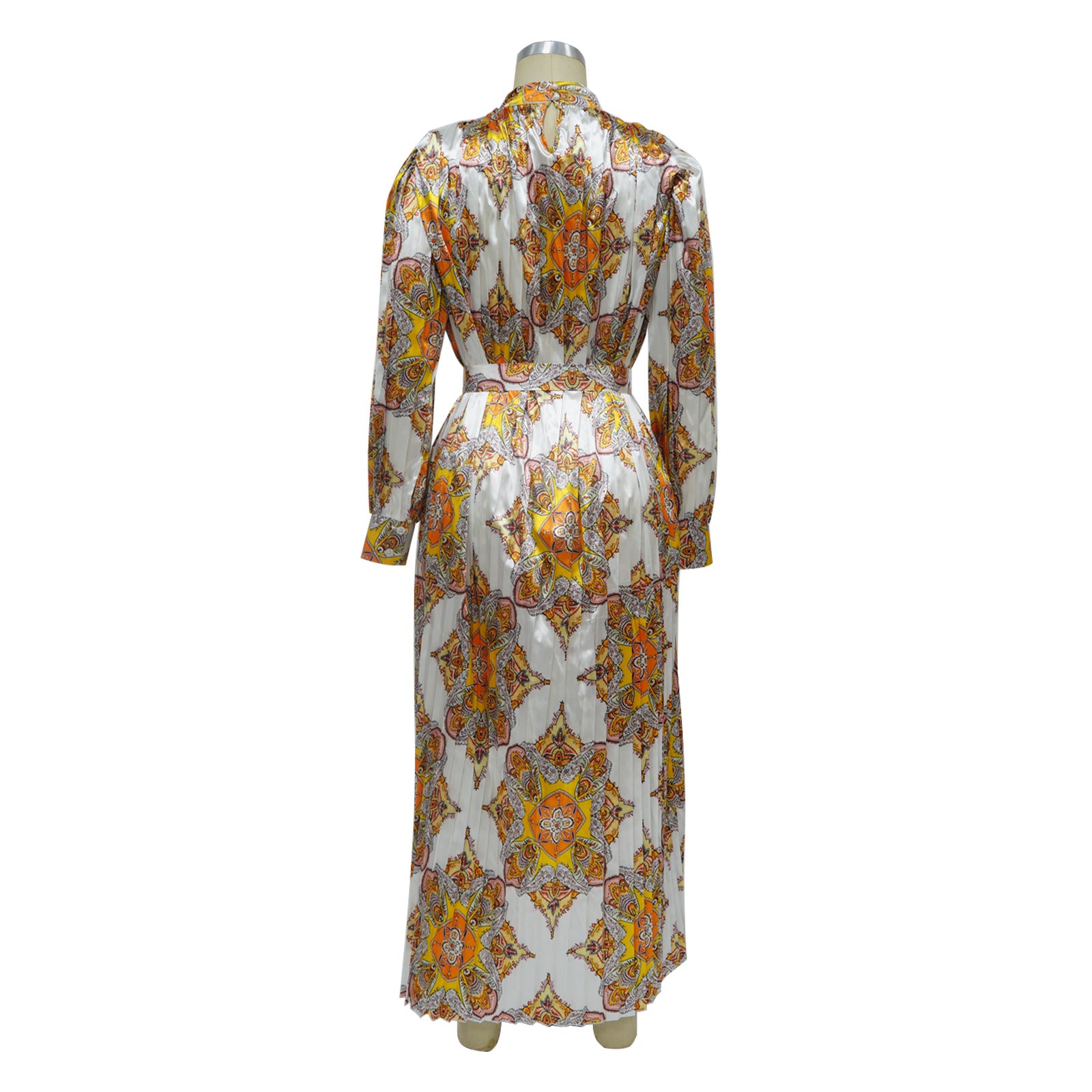 Women Autumn Printed Long Sleeve Pleated Dress 25