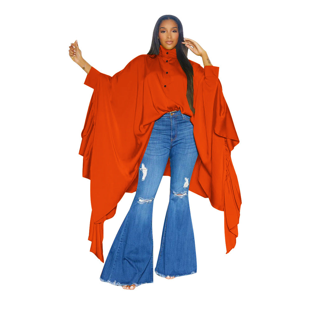 Women Fall Pleated Solid Shirt 12