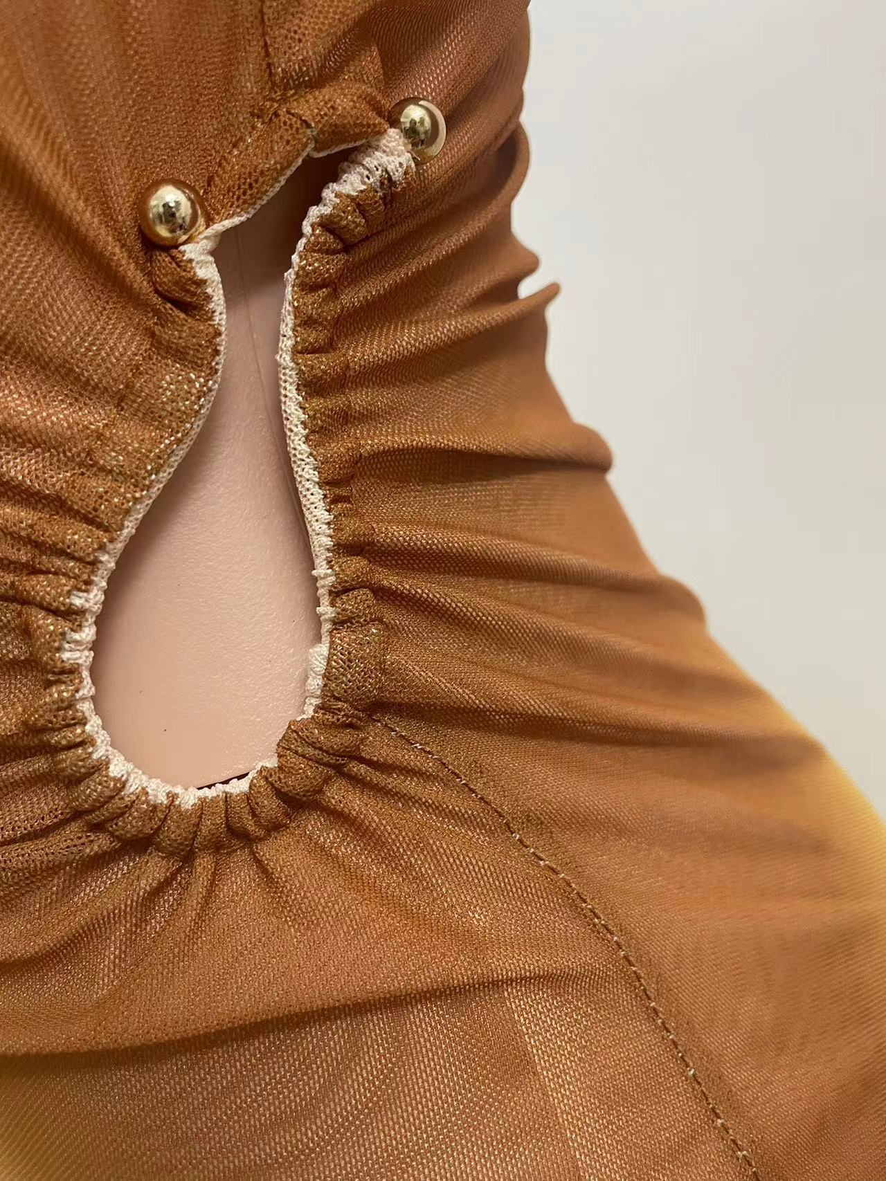 Summer Fashion Print Sexy Slash Shoulder Single Sleeve Gradient Color Bodycon Dress 11