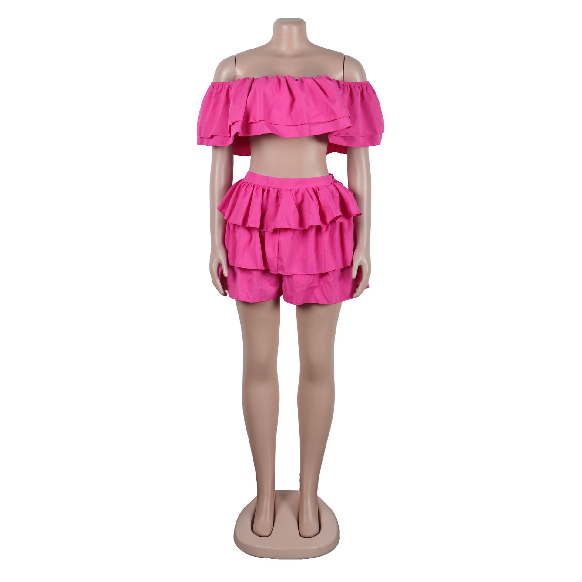Women Sexy Ruffle Top and Shorts Two-Piece Set 23