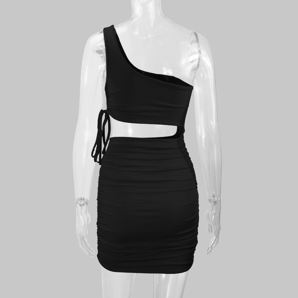 Women sexy hollow pleated Bodycon Dress 34