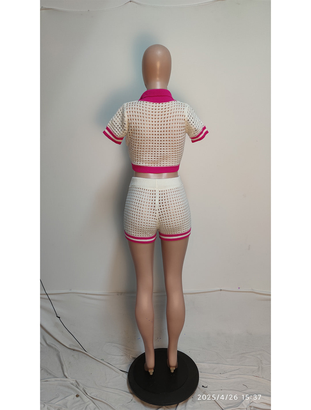 Women Sexy Knitting Top and Shorts Two-piece Set 3