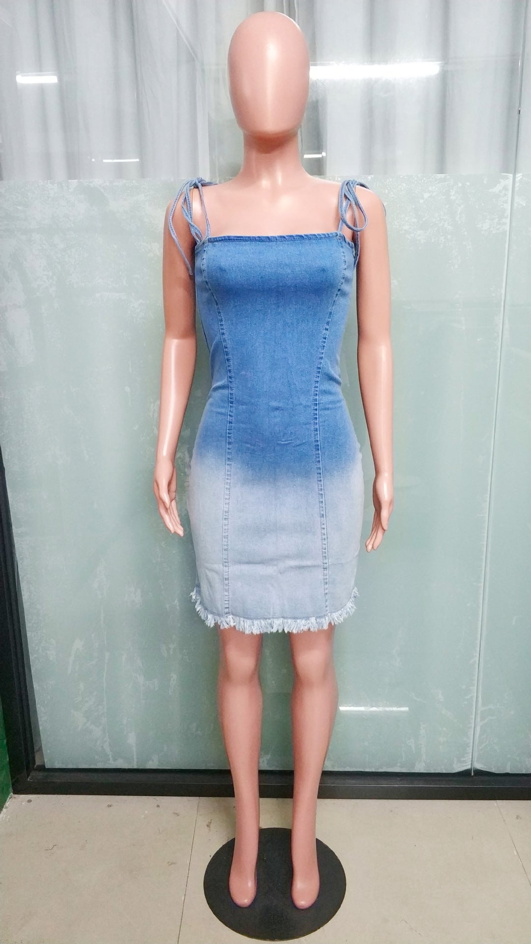 Women Sexy Backless Camisole Bodycon Denim Dress 4