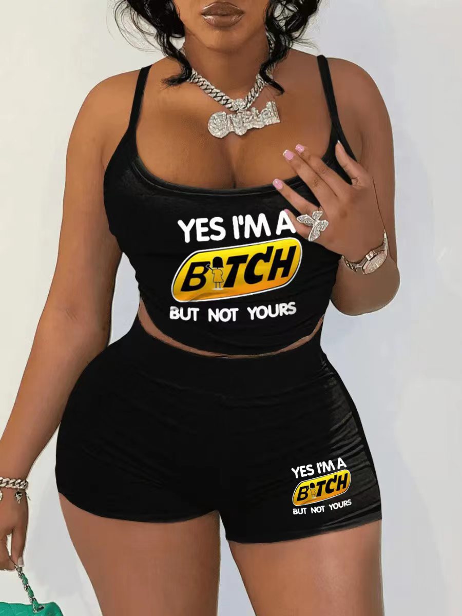 Summer street fashion women's Strap Two Piece short Set