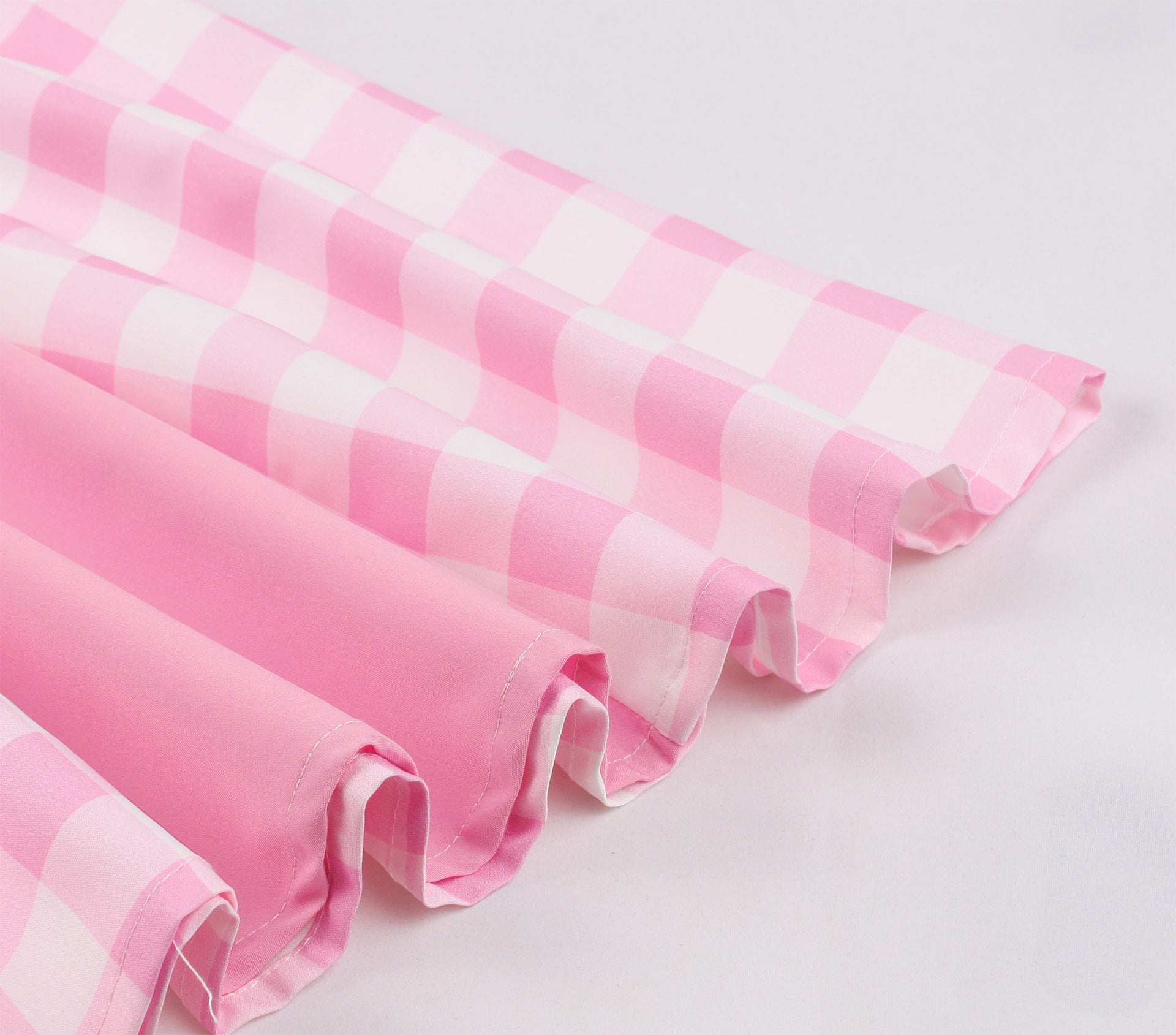 Women's  Summer Slim Waist Sweet Halter Neck Straps Pink Plaid Dress 11