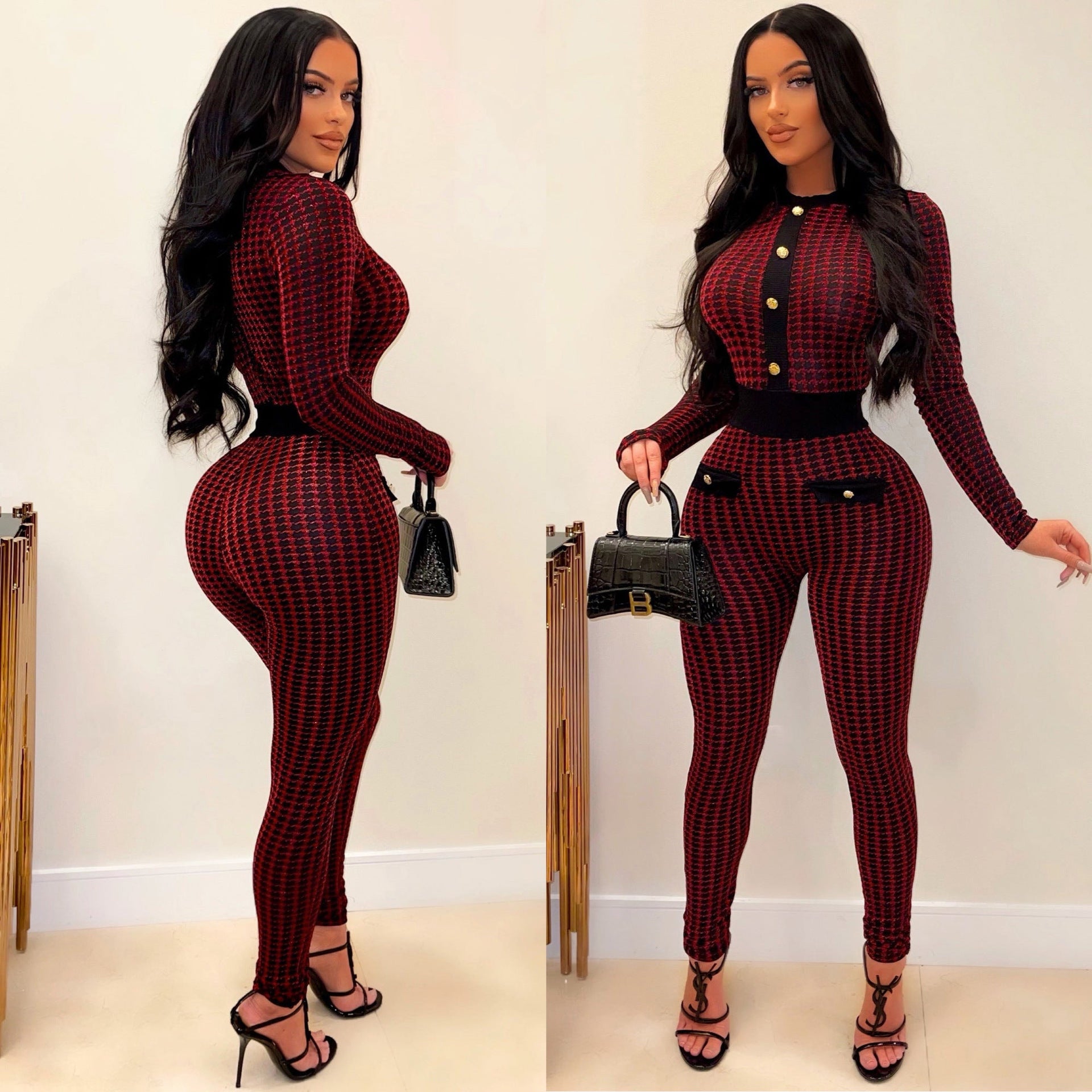 Women'S Sexy Long Sleeve Round Neck Jumpsuit 13