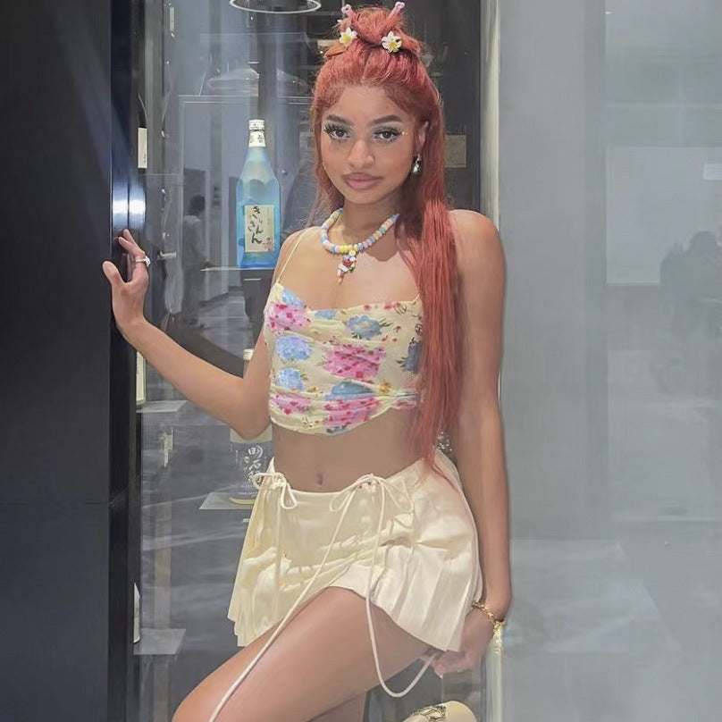 Summer Women's Zipper High Waist A-Line Pleated Skirt 4