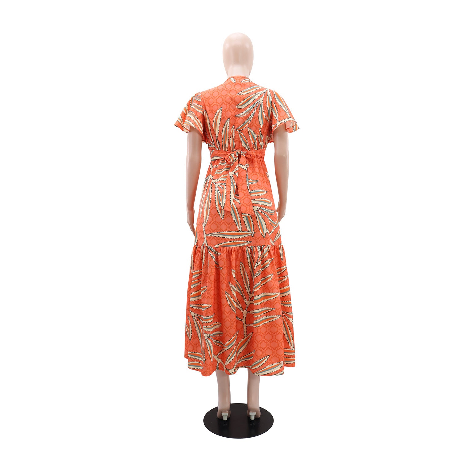 Women Holidays Casual Lace-Up Printed Dress