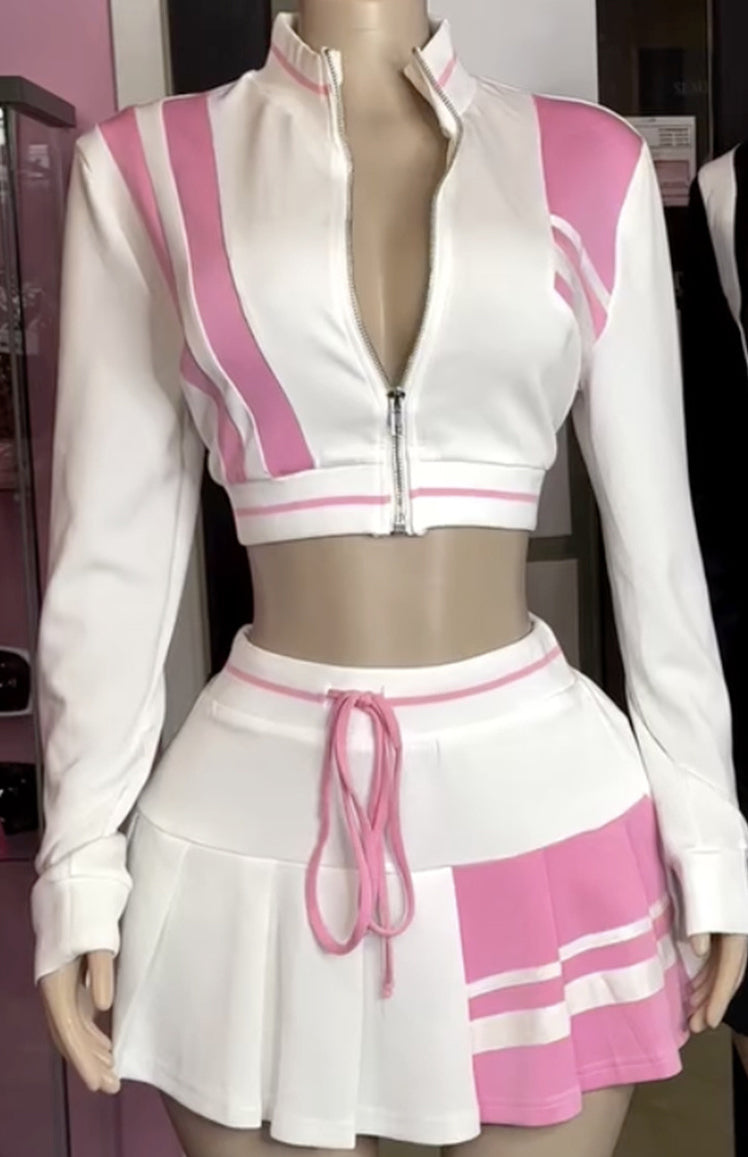 Spring Women's Clothing color contrast jacket top fashion short skirt two-piece set for women