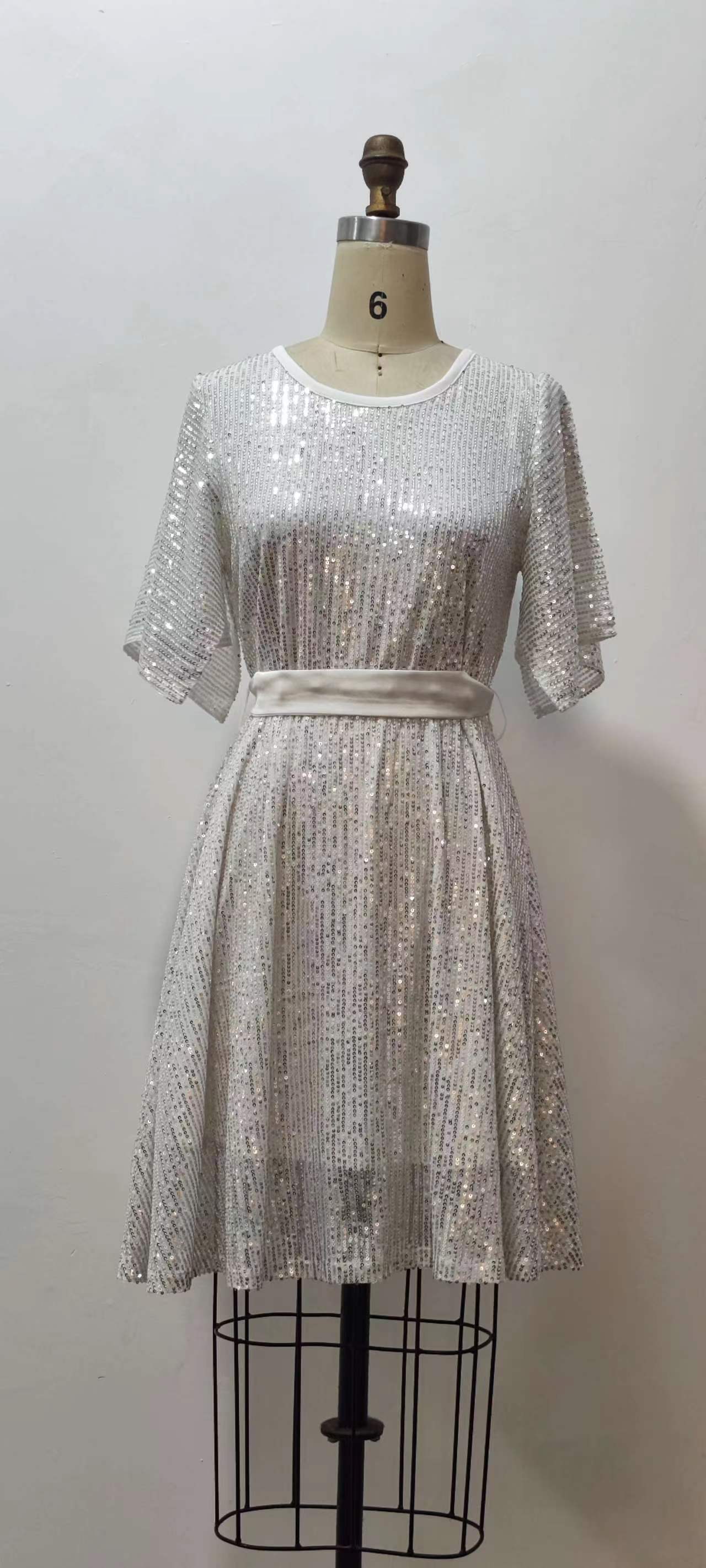 Women's Sequin Split Sleeve Loose Party Dress 7