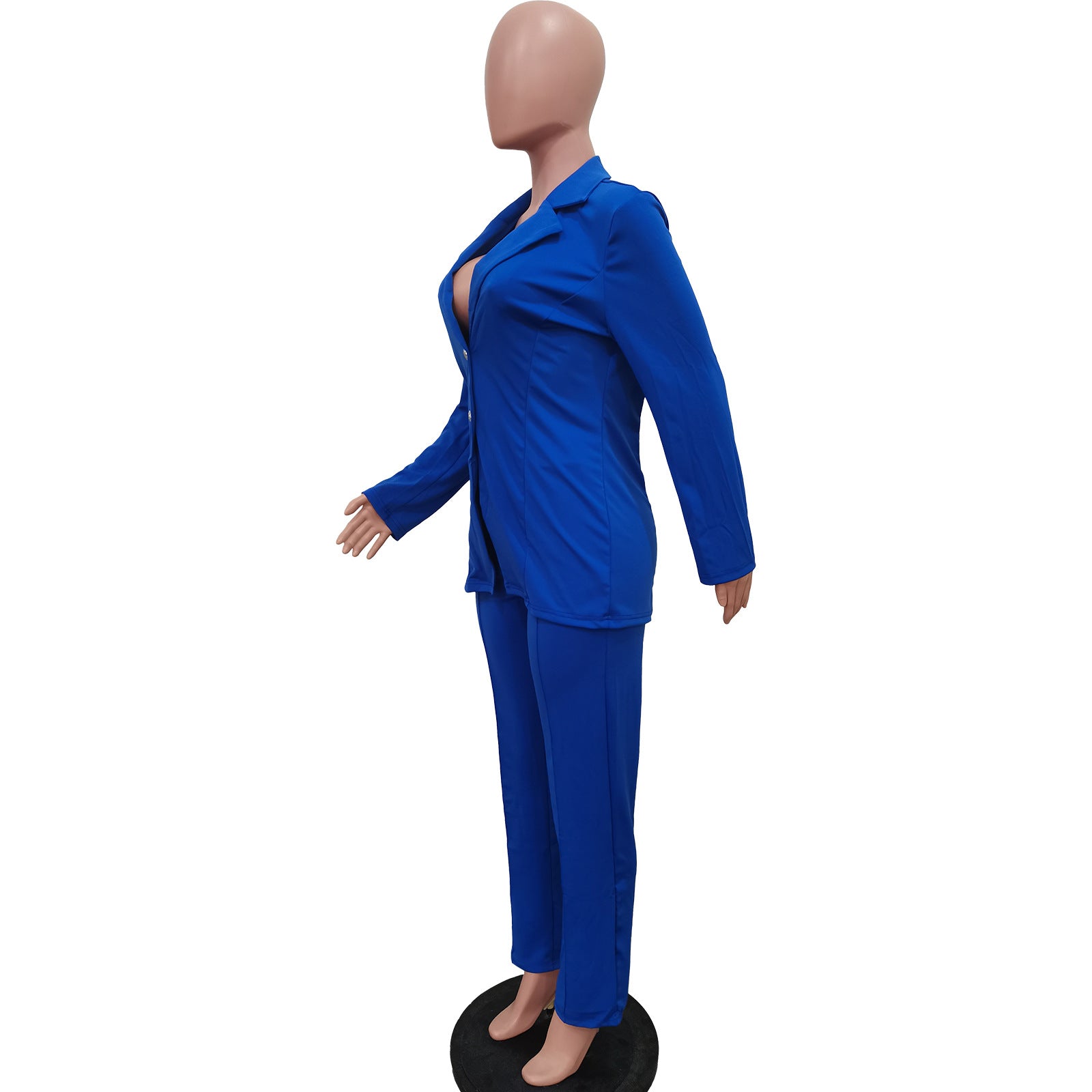 Women Solid Turndown Collar Two-piece Set 21