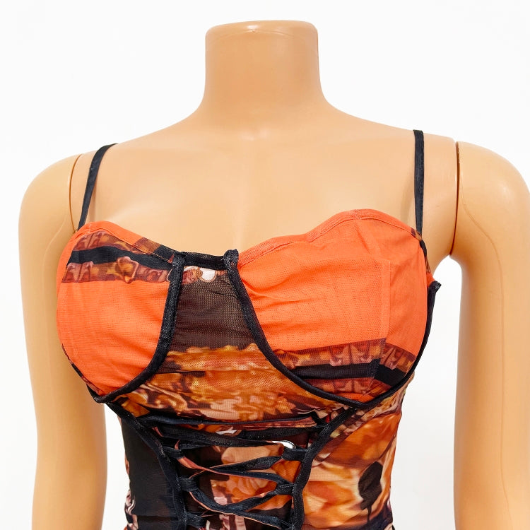 Summer Print Lace-Up Sexy Strap Bodycon Jumpsuit 7