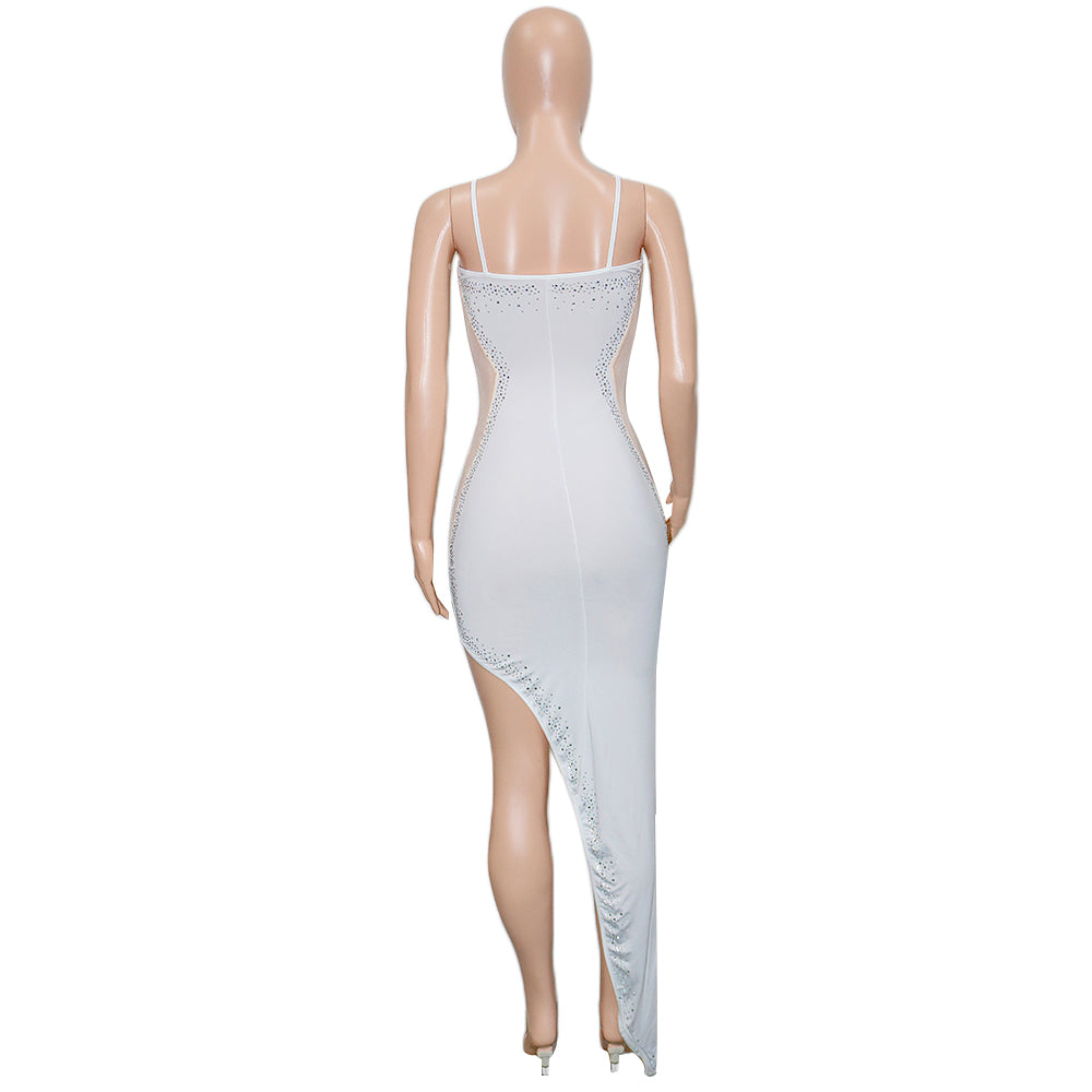 Women Sexy Beaded Sleeveless Mesh See-Through Maxi Dress 16