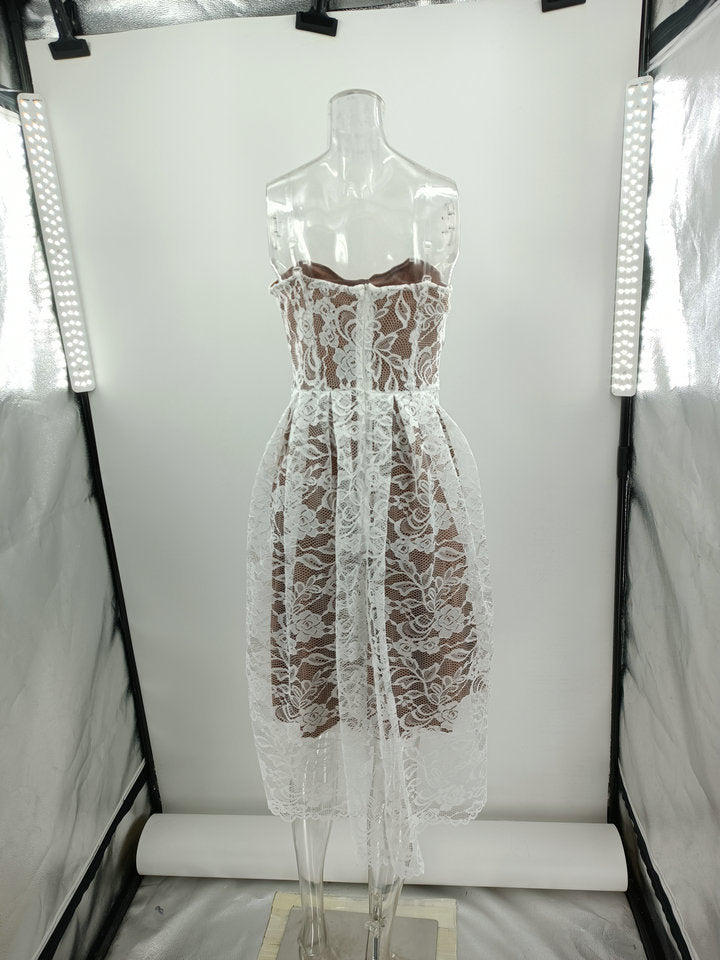 Summer sexy strapless Lace Elegant Party Dress 11