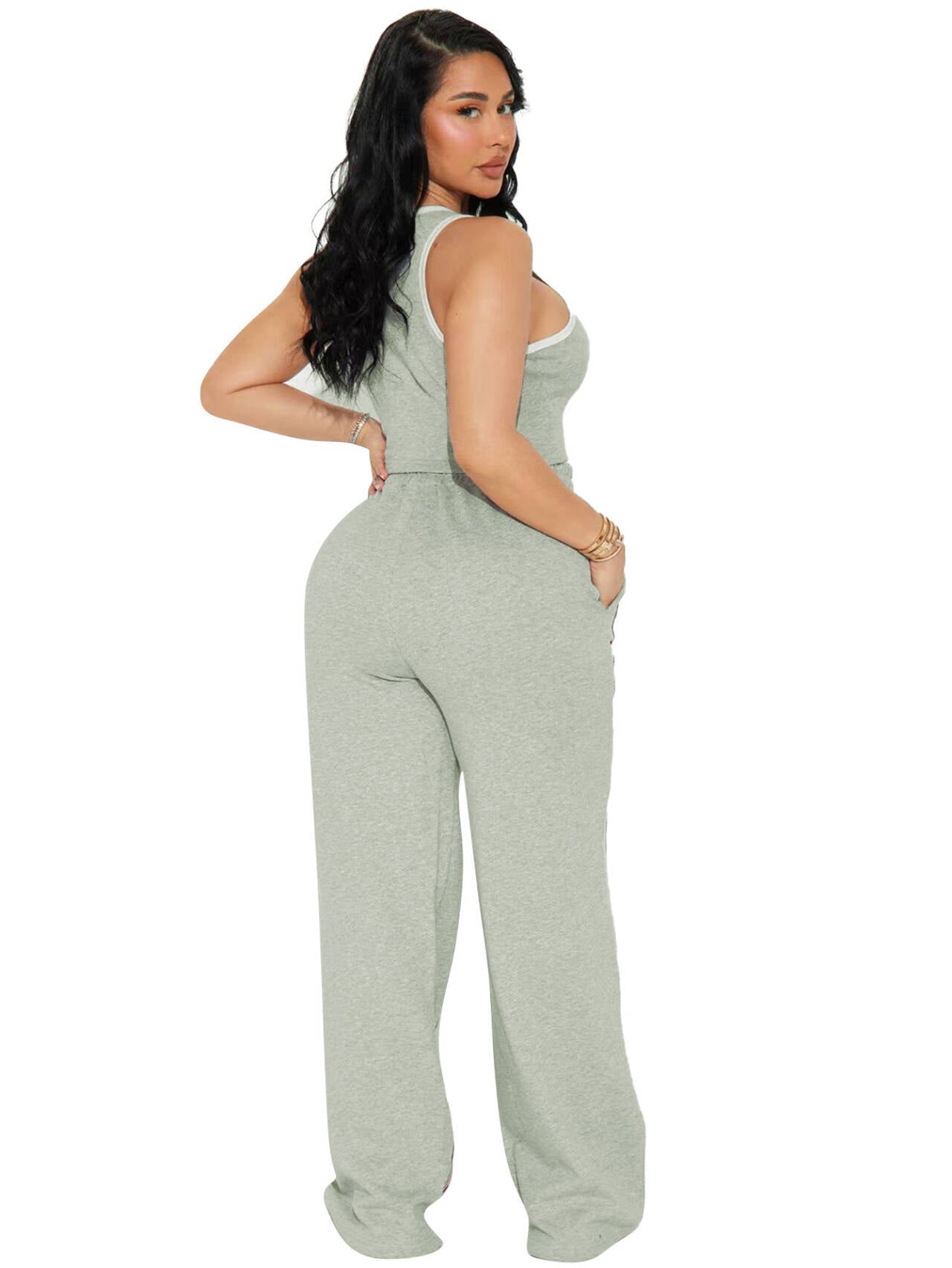 Women Casual Vest and Striped Pants Two-piece Set 7