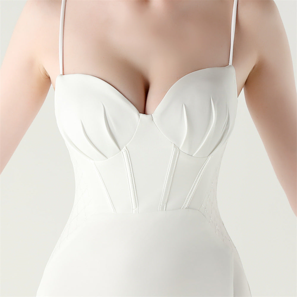 Women Fishbone Lace Sequin Formal Dinner Wedding Fishtail Evening Dress 70