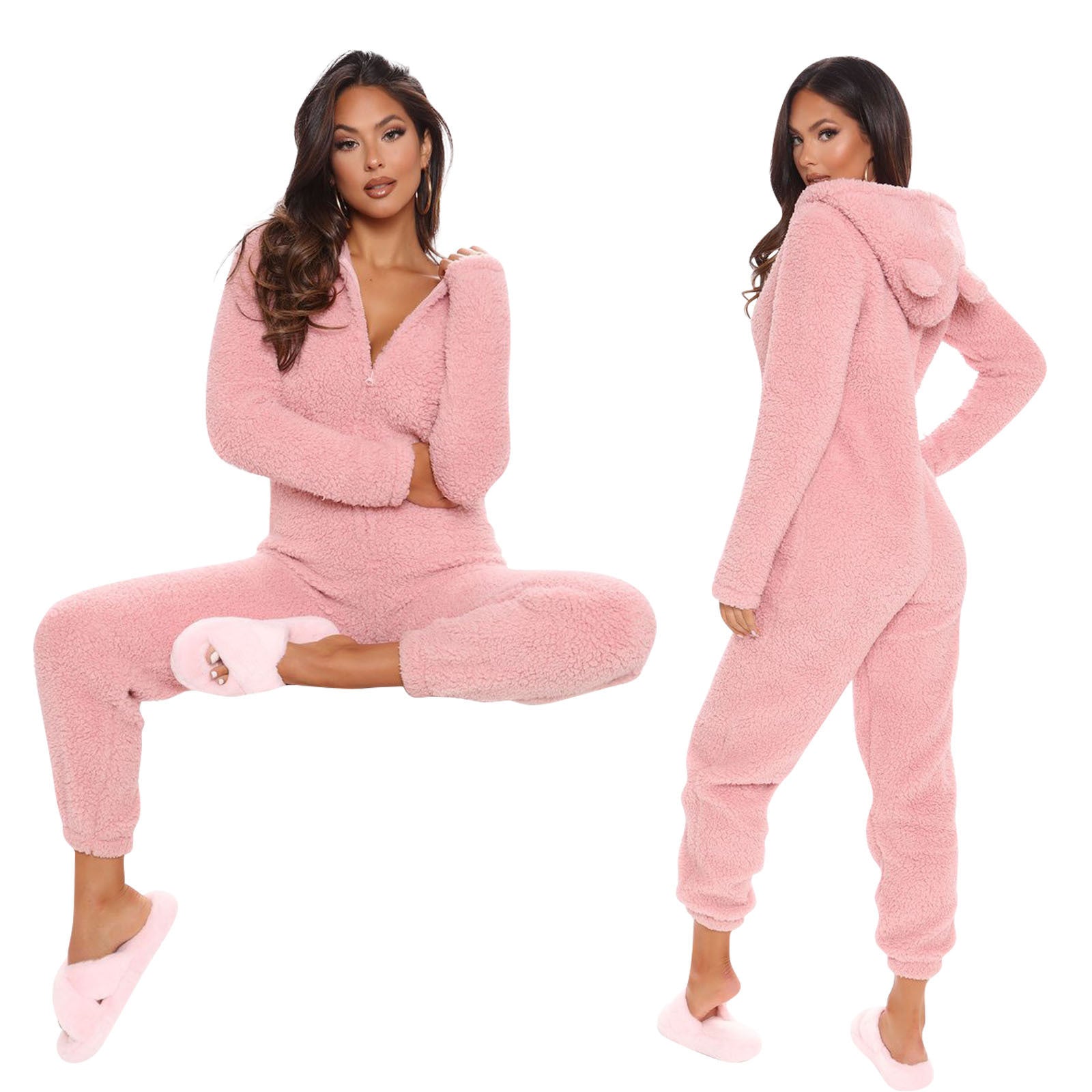 Women Long Sleeve Hooded Casual Jumpsuit 9