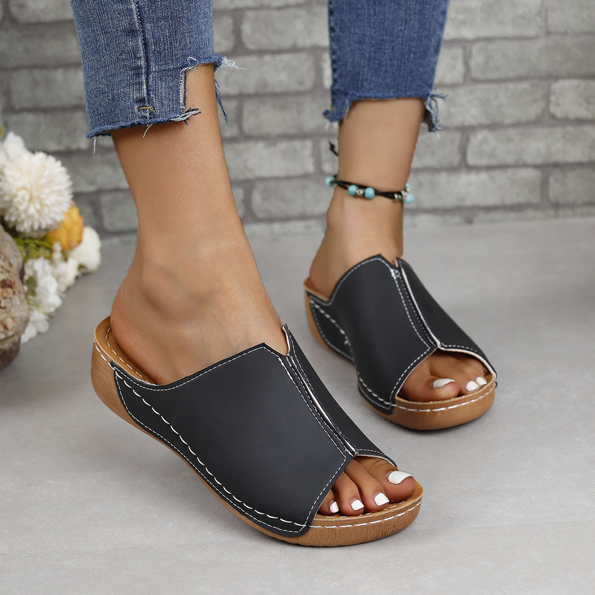 Plus Size Women Shoes Comfortable Wedge Slide Sandals 16