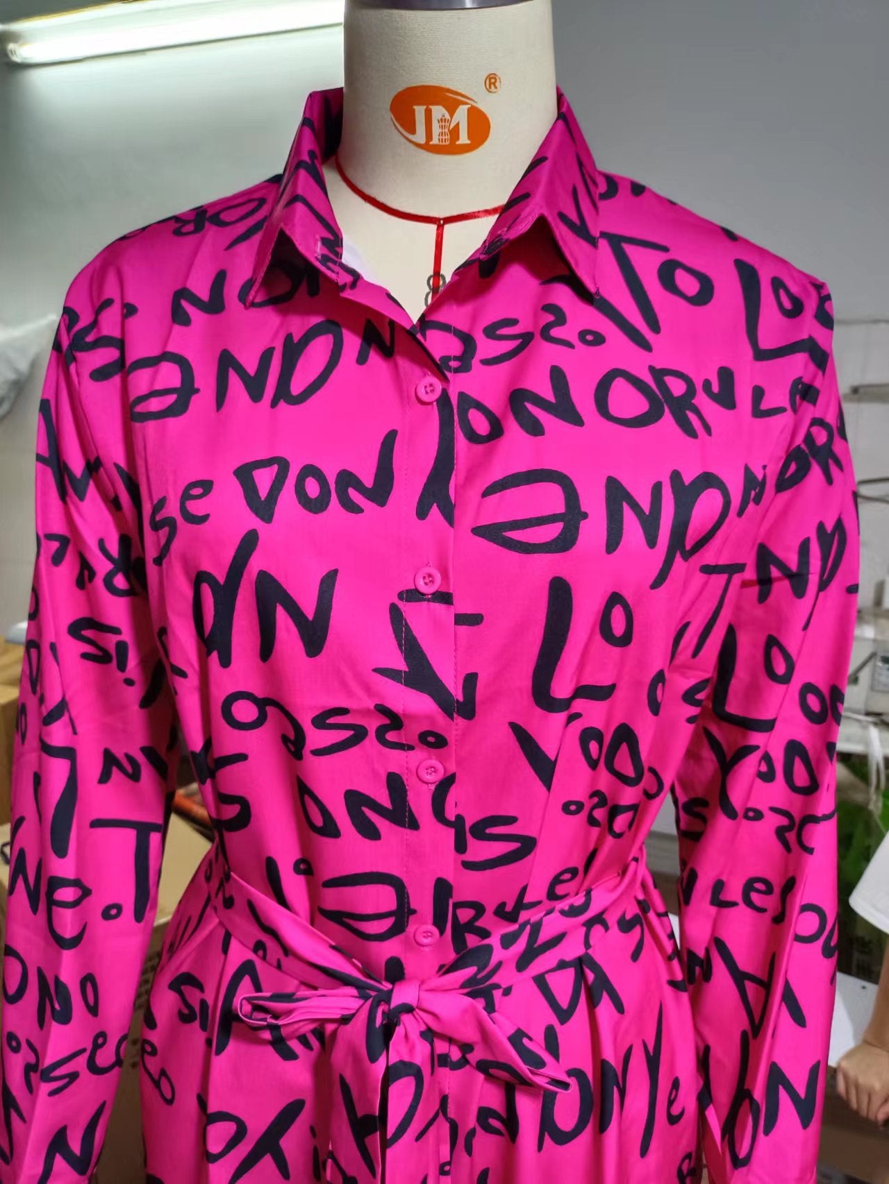 Autumn Women's Ol Chic Printed Turndown Collar Loose Shirt Dress 6