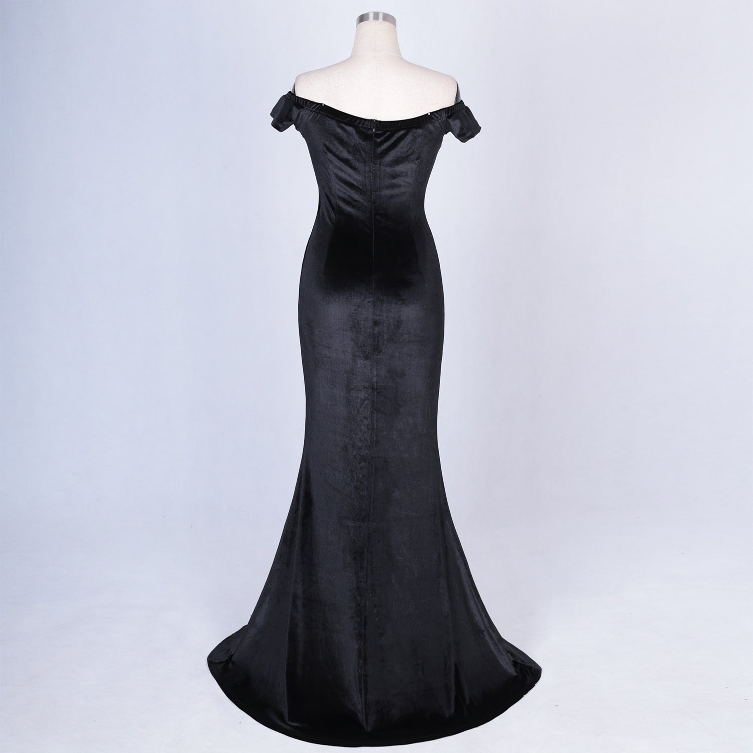 sexy off shoulder mermaid long velvet Formal Party evening dress 23