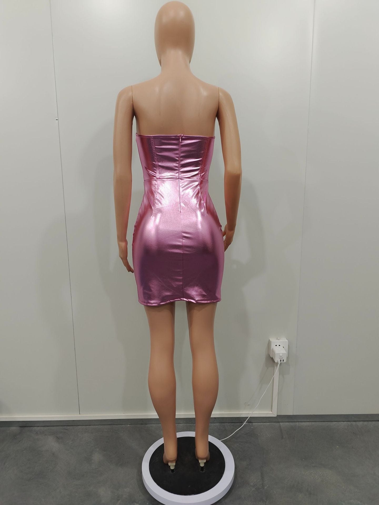 Shiny Solid Color Tube Dress 13