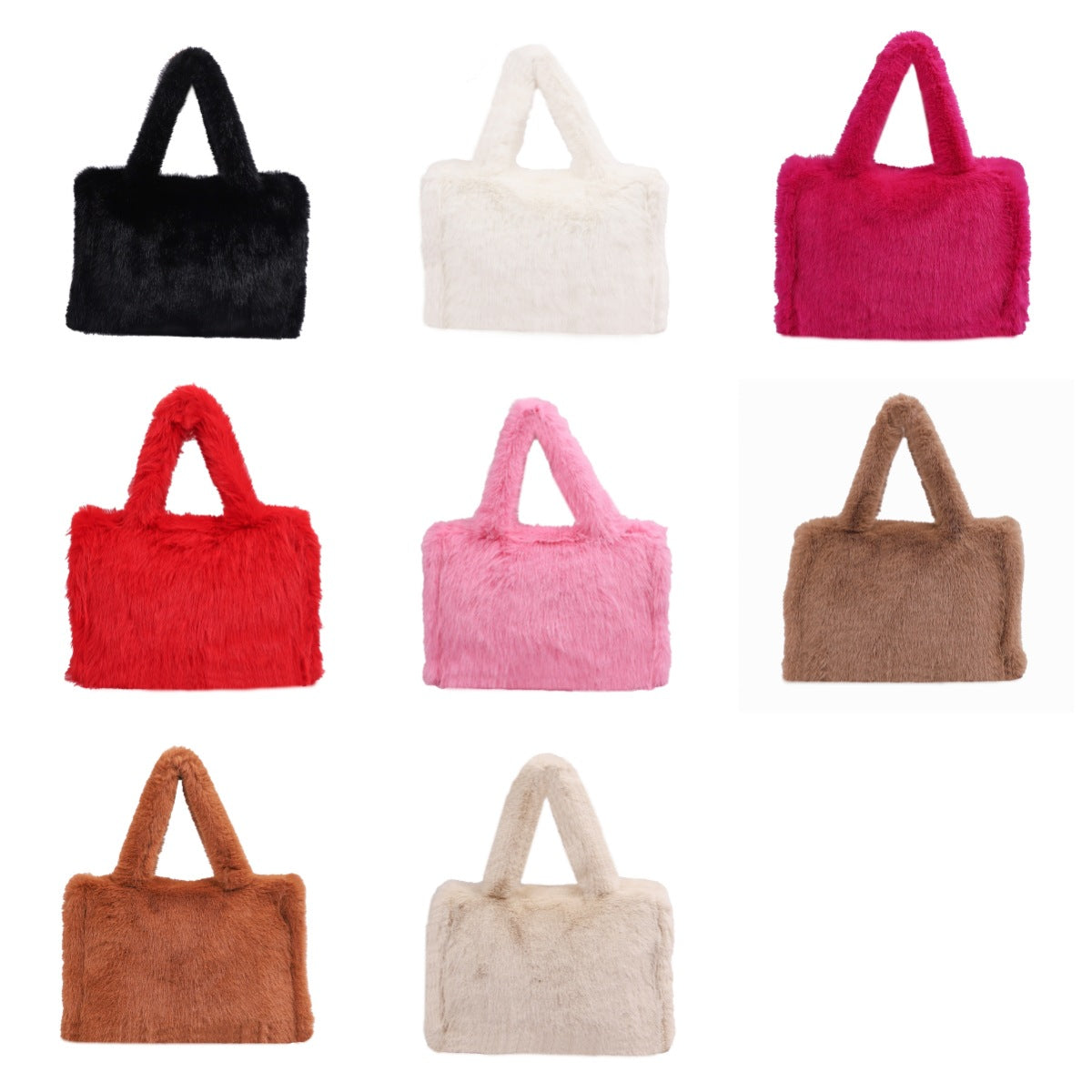Women's Strap Imitation Fox Fur Large Capacity Tote Bag 18