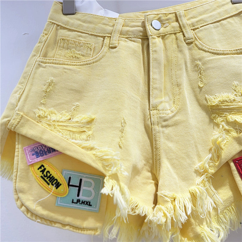 High-Waist Embroidered Summer Wide-Leg Denim Shorts for Women 10