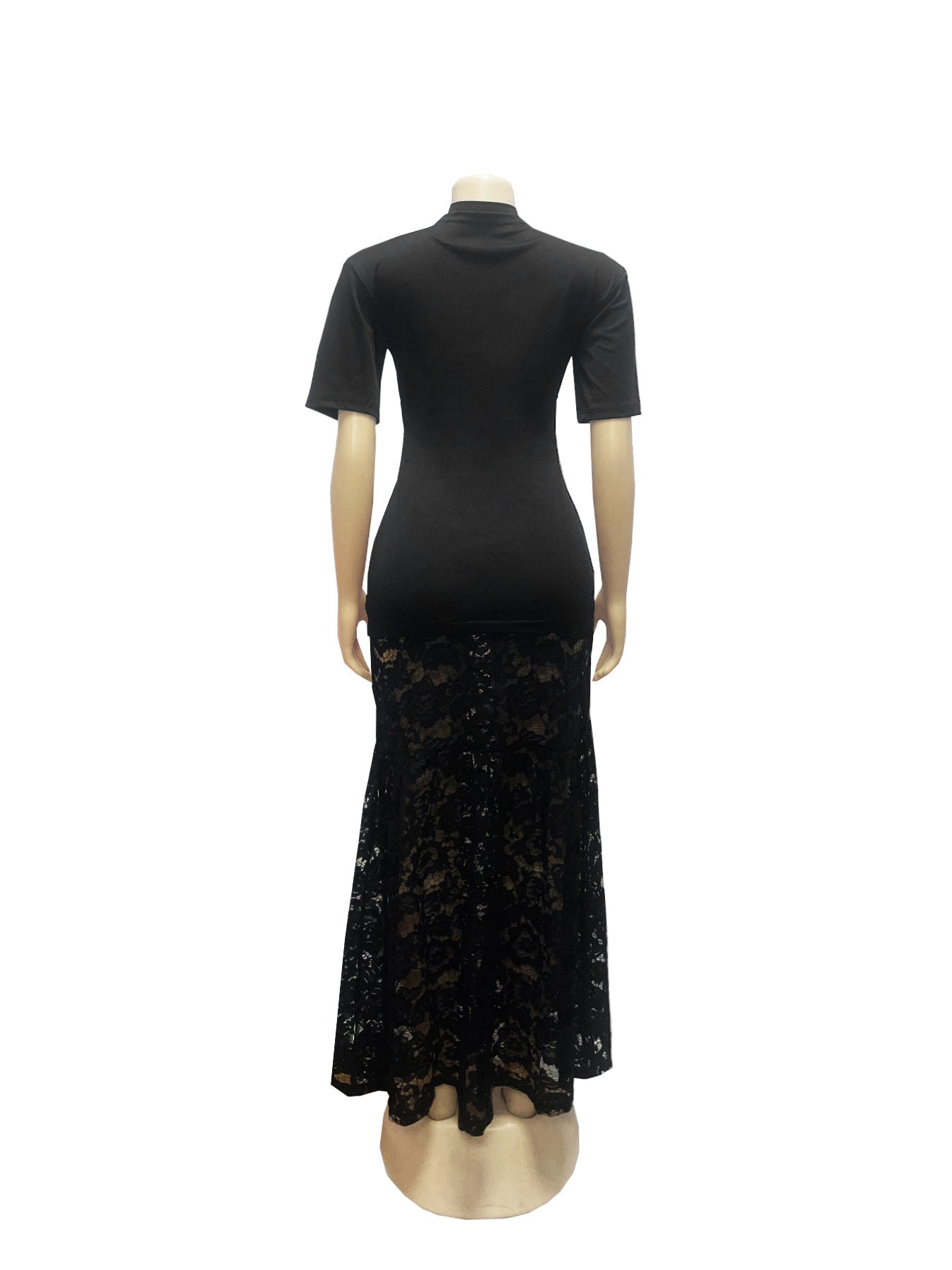 Lady's Round Neck Letter Print Lace Dress 10