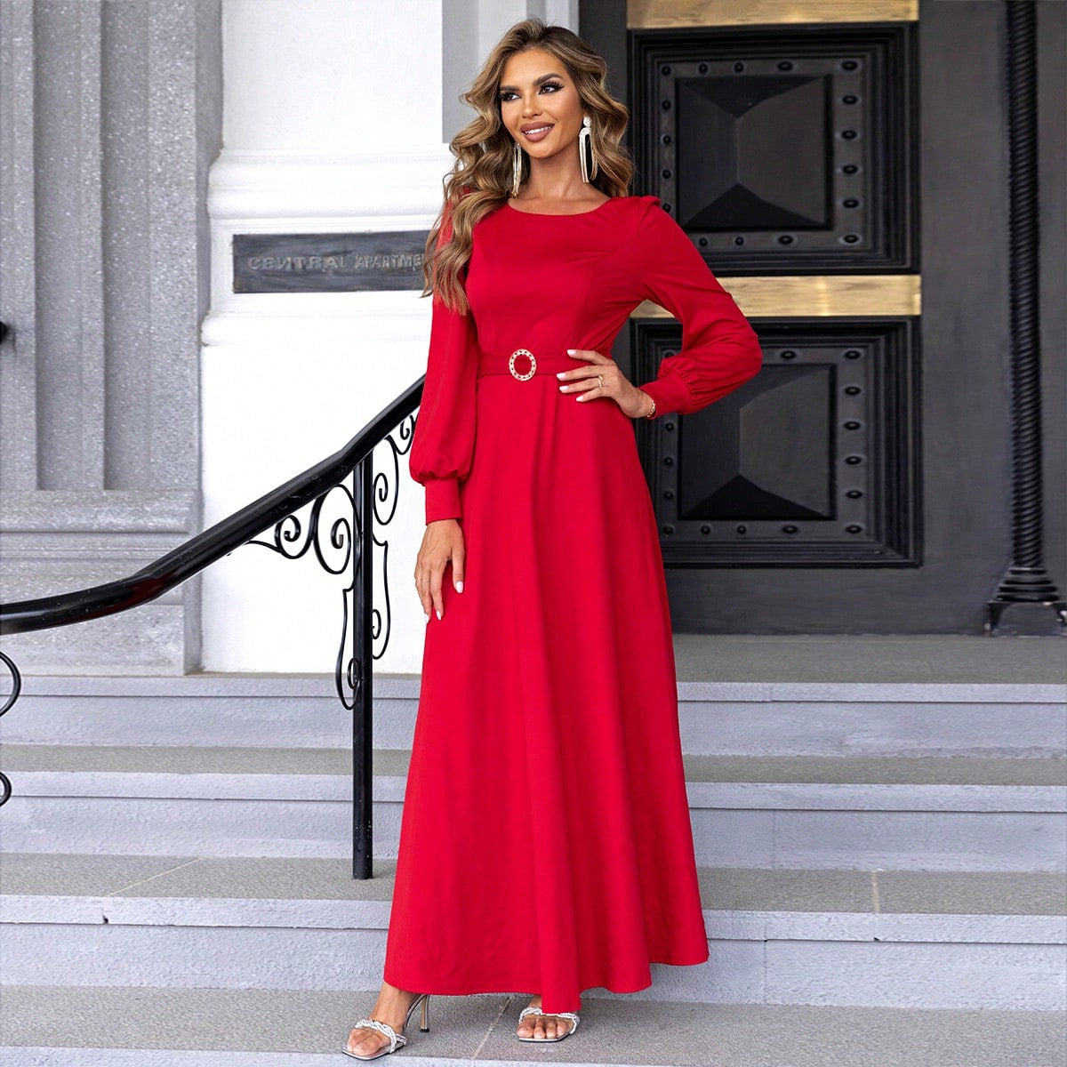 Women Solid Lace Up Dress 7