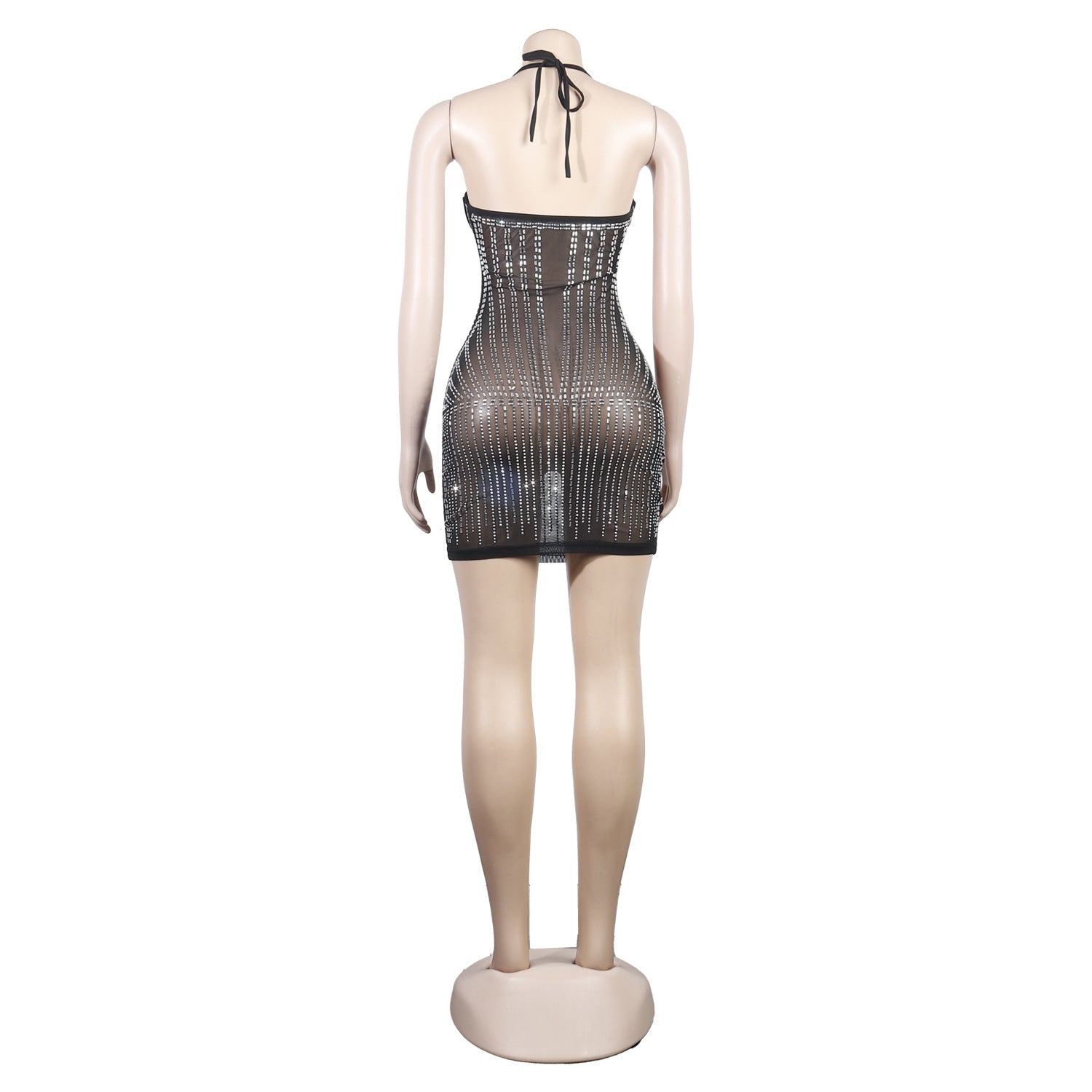 Women Summer Sexy Straps Beaded Mini Bodycon Dress 8