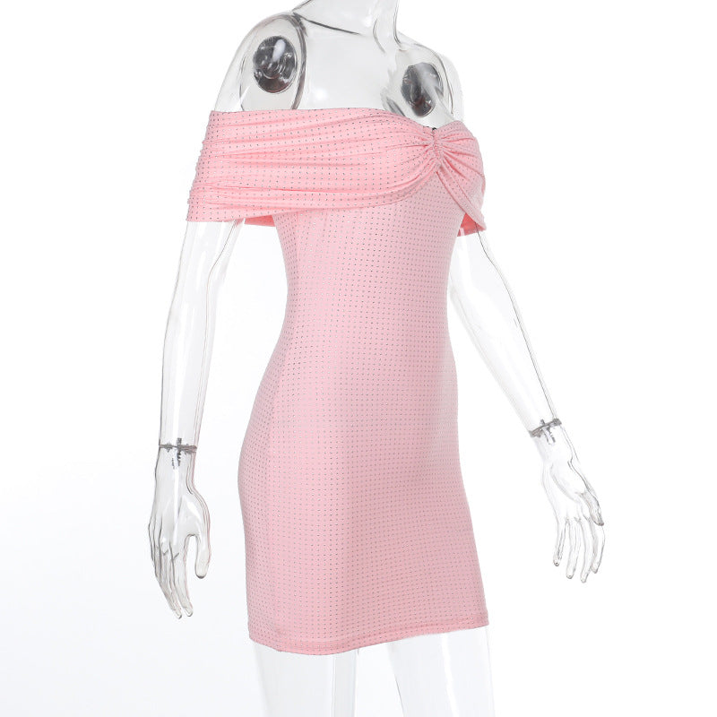 Women Spring Elegant Sparkling Off Shoulder Bodycon Dress 9