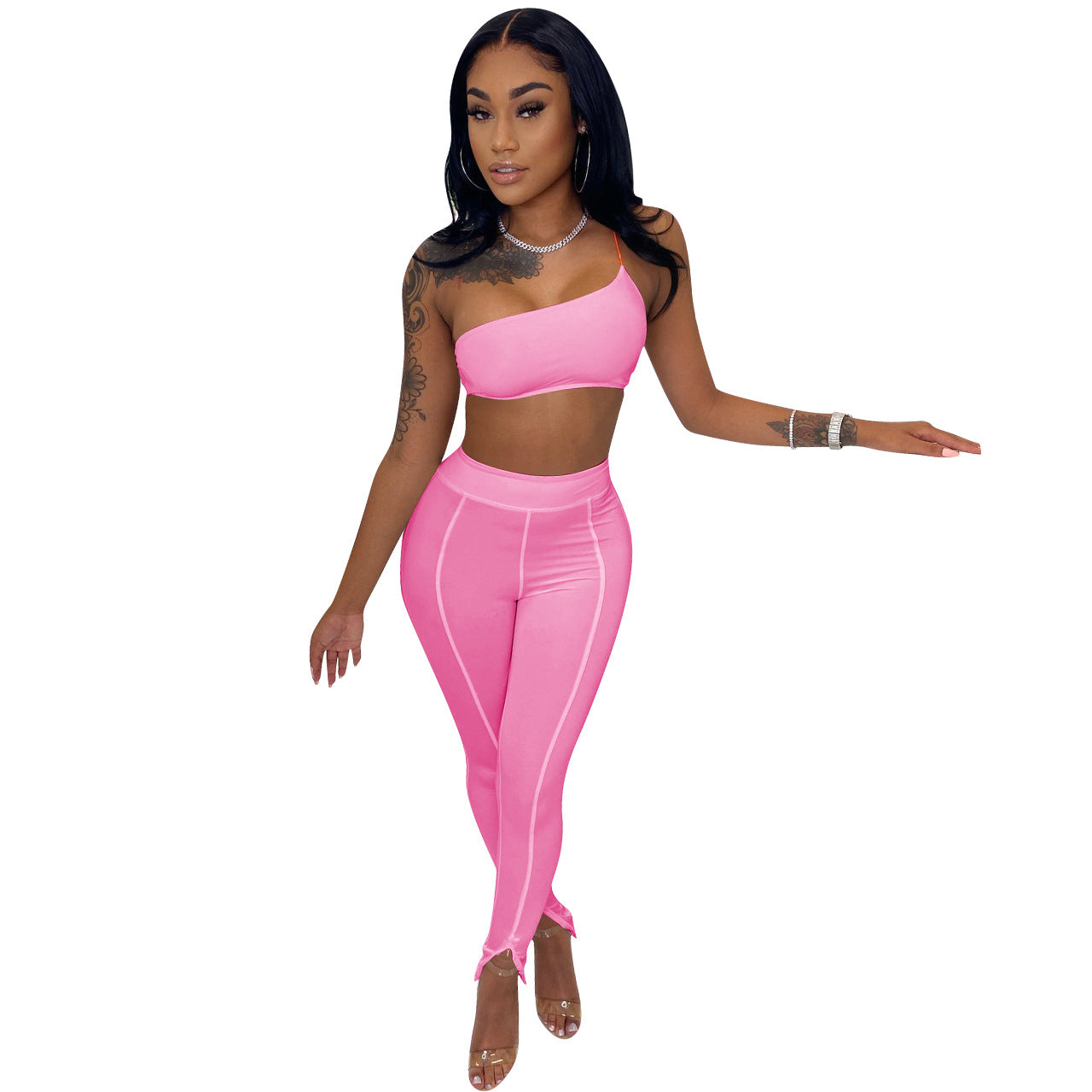 Women's Sling Tube Slit Hem Tracksuit 8
