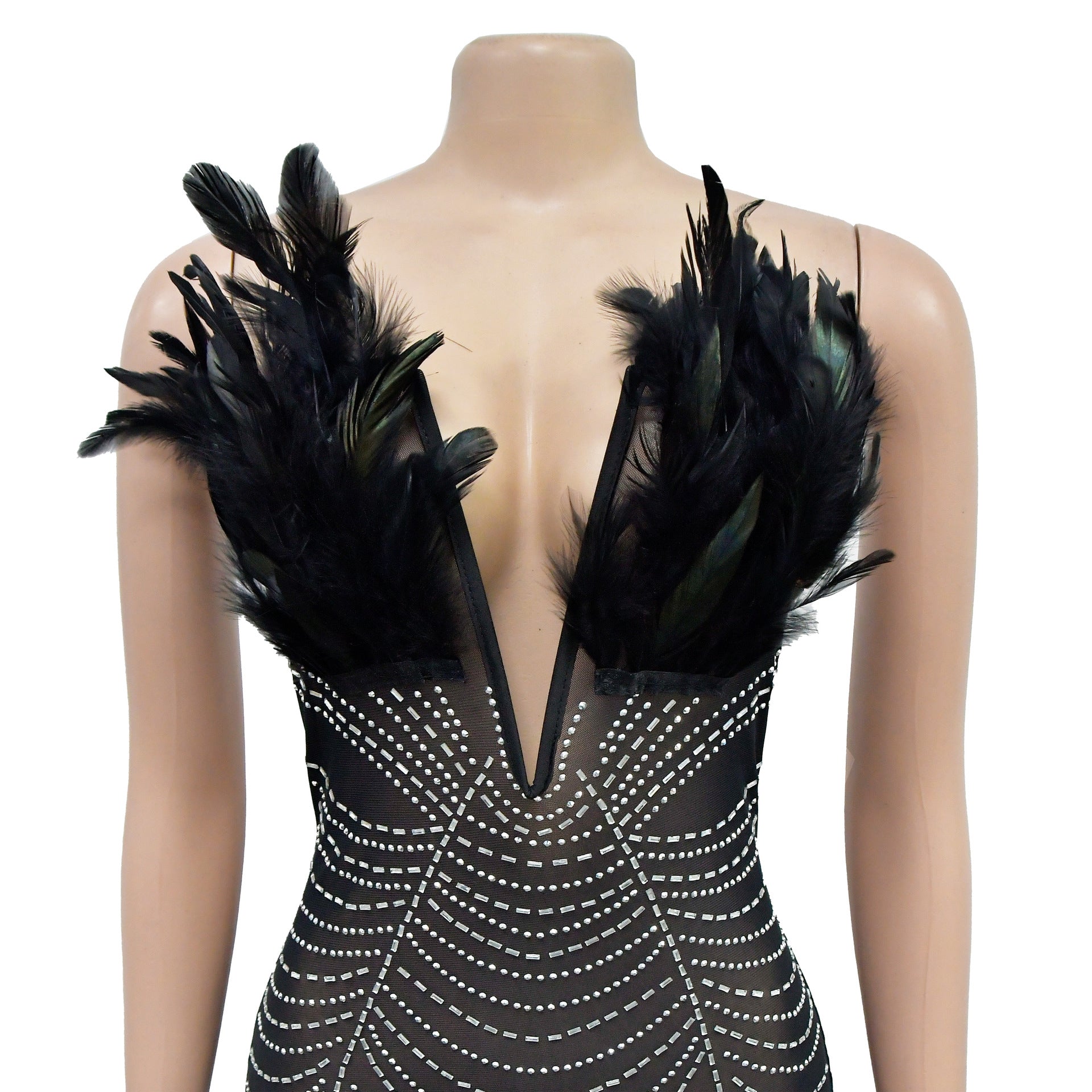 Women Solid Sexy Mesh Beaded Jumpsuit 24